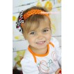 Halloween Orange Headband & Zebra Skeleton Satin Bow Hair Clip H914